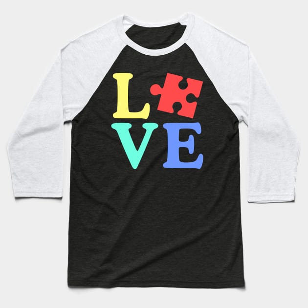 Love Autism Awareness Baseball T-Shirt by fromherotozero